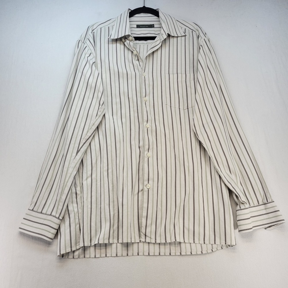 Ermenegildo Zegna Button Down Mens XXL Cream Striped Long Sleeve Made in Italy